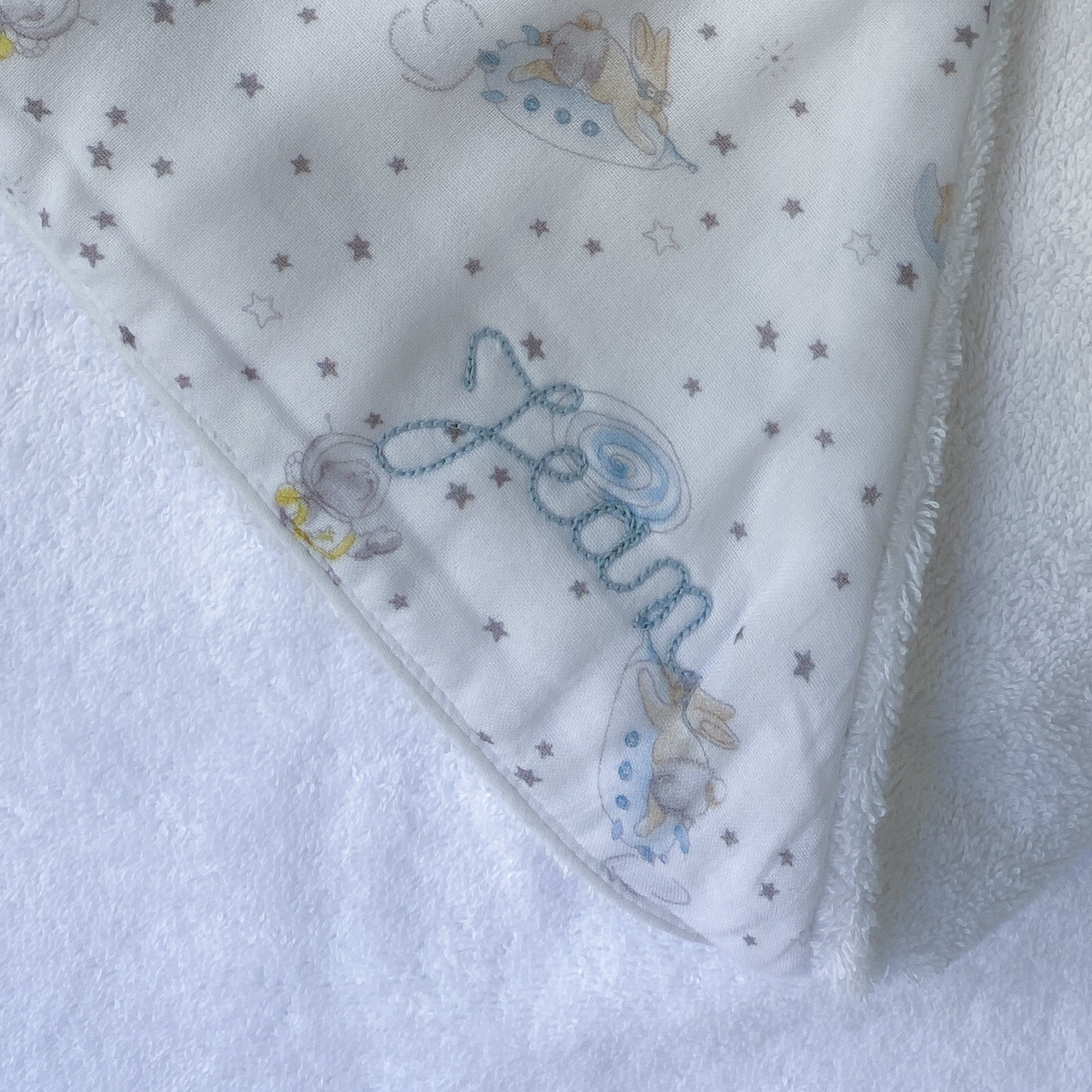 Cape de bain, motif Galaxie / Myosotis