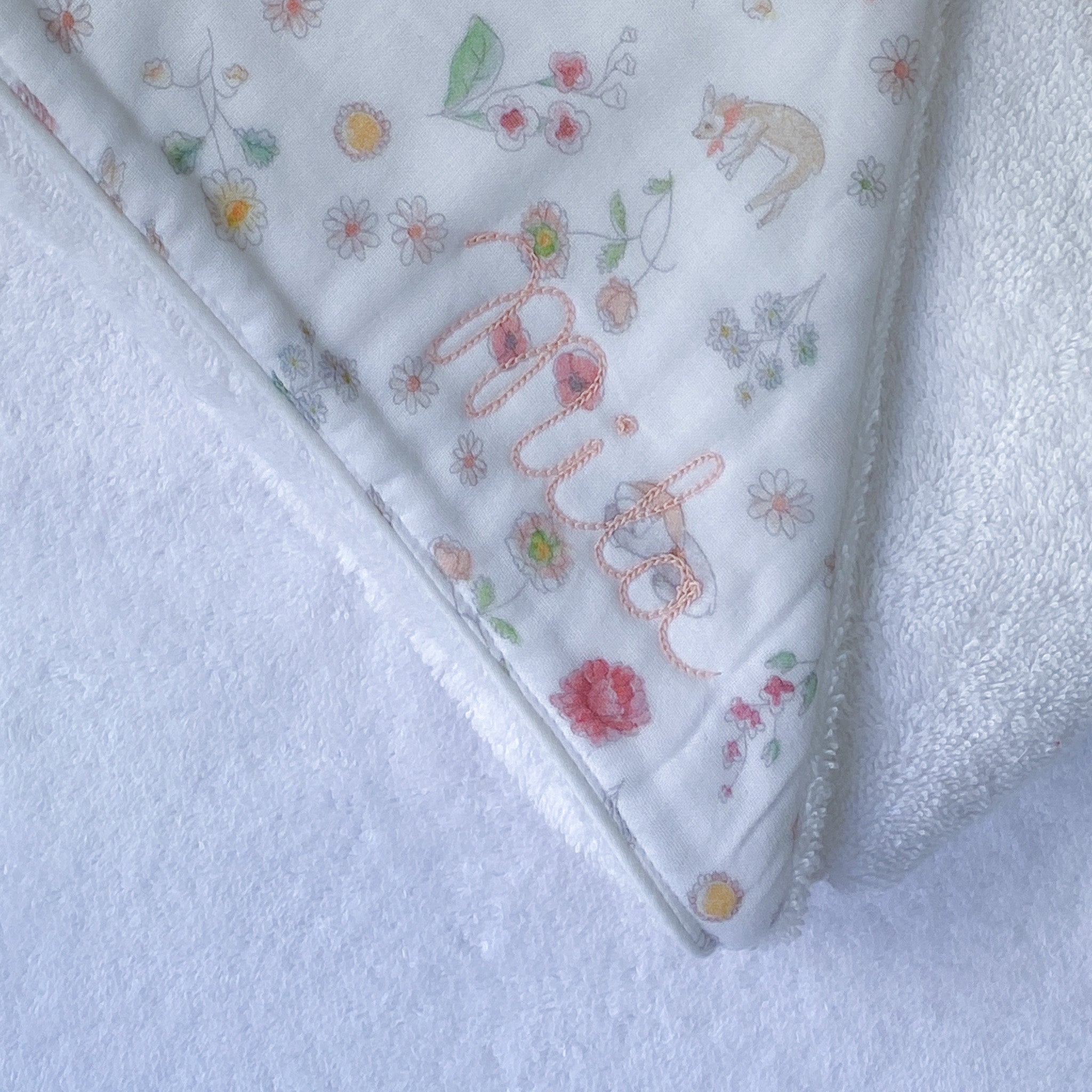 Cape de bain, motif Prairie / Pivoine