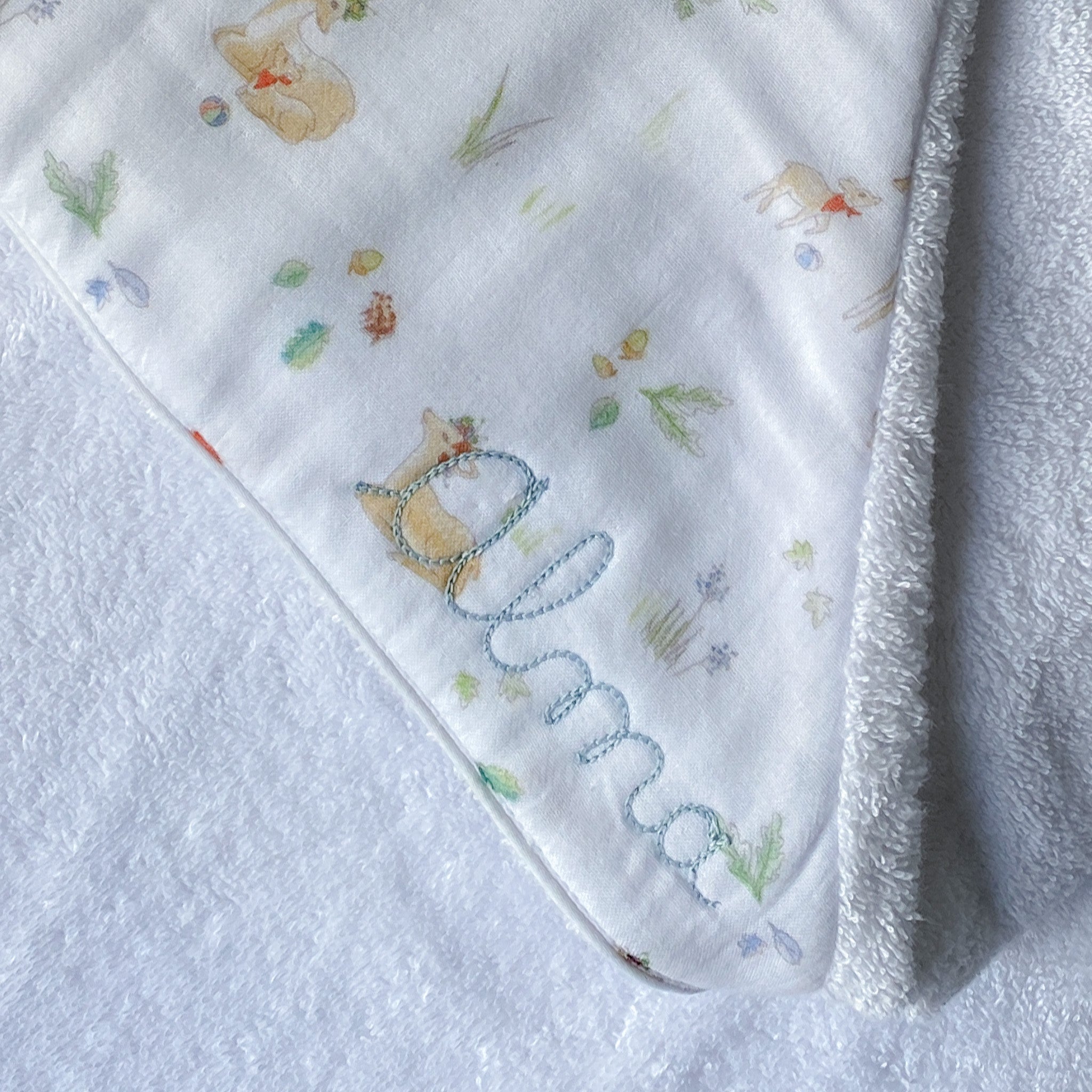 Cape de bain, motif Sous-bois / Myosotis