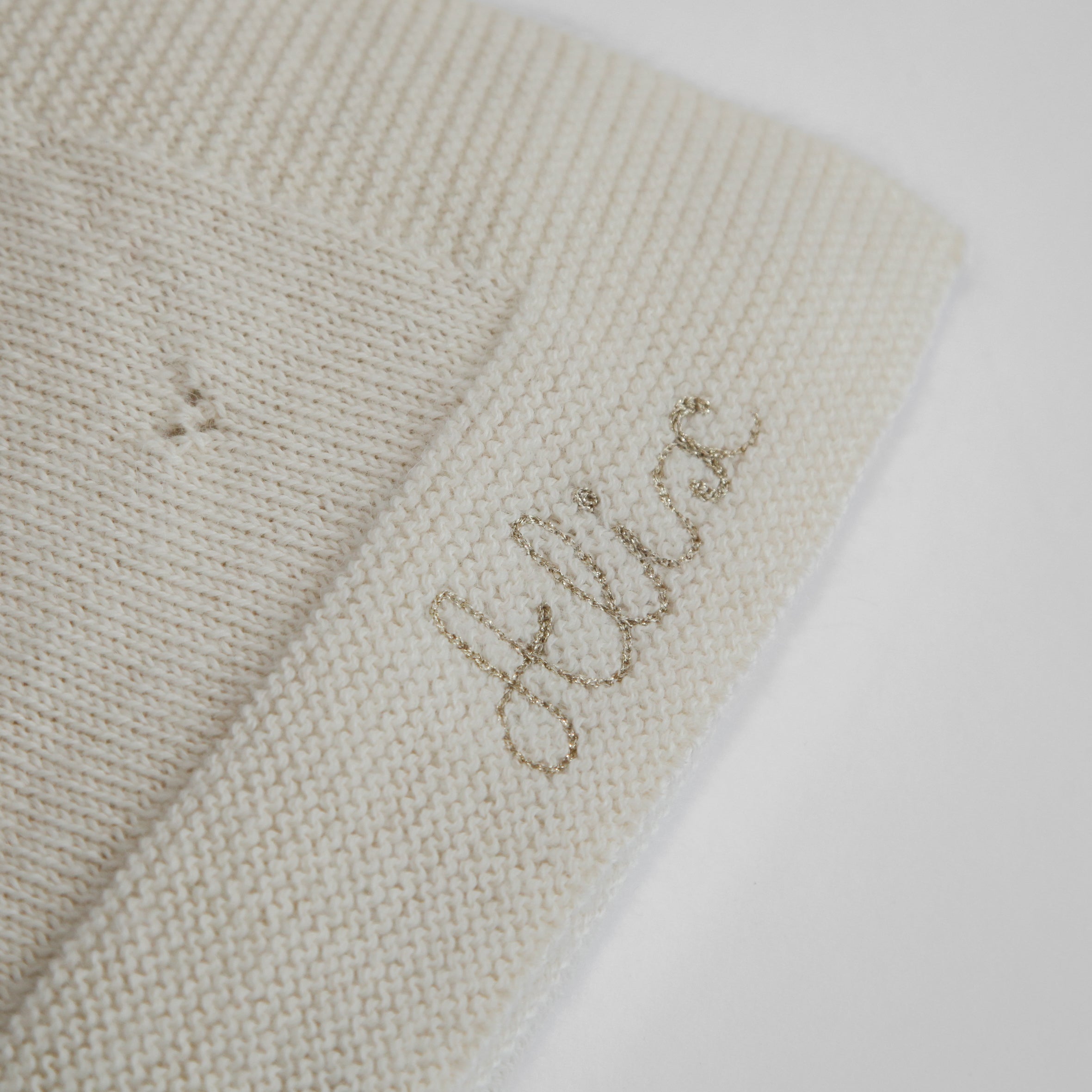 Couverture Petits Coeurs, couleur Naturelle, avec broderie Or Blanc