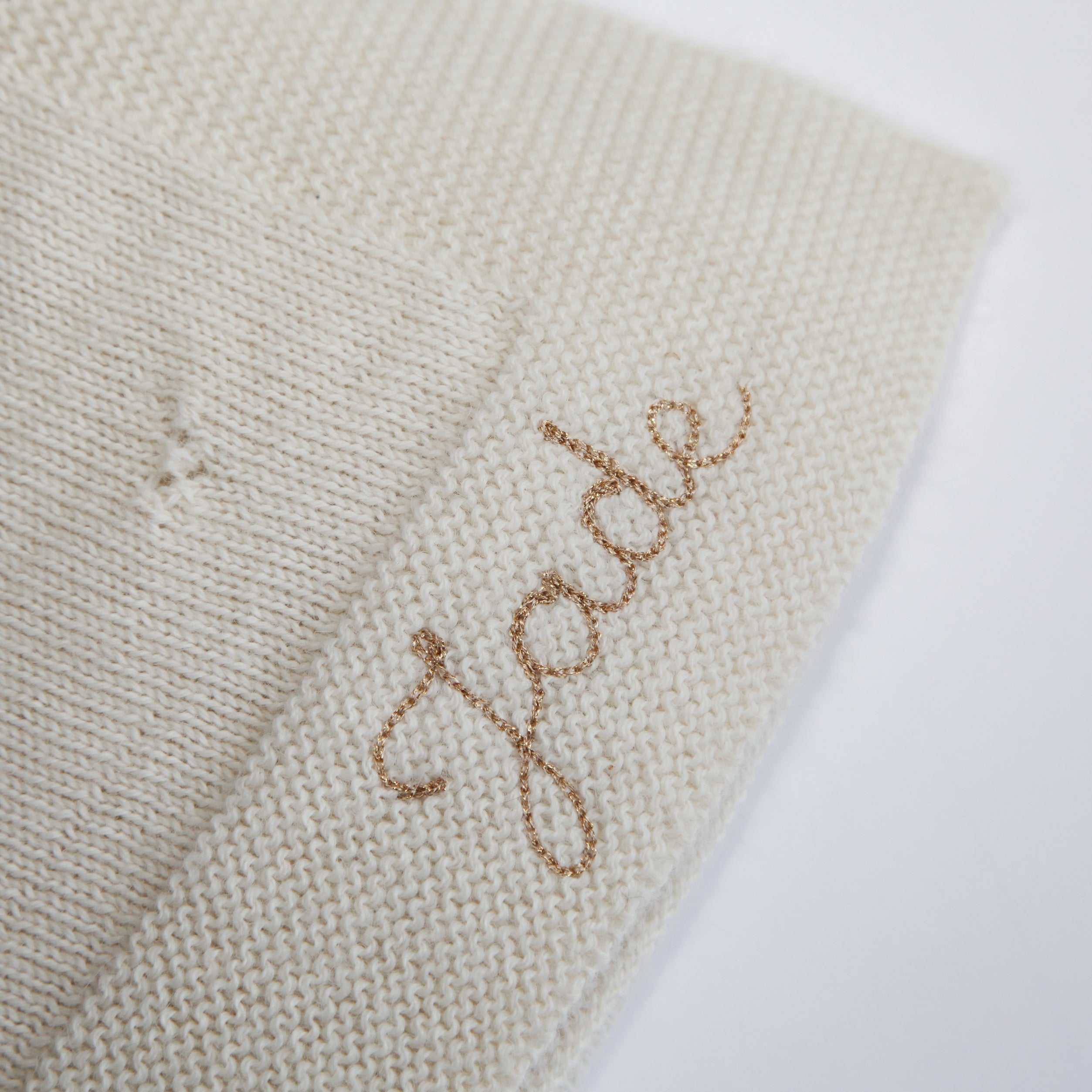 Couverture Petits Coeurs, couleur Naturelle, avec broderie Or jaune