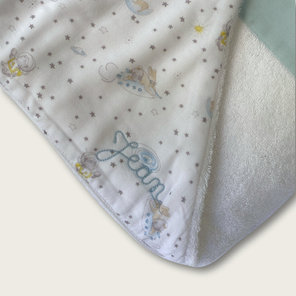 Maxi cape de bain, motif Galaxie / Myosotis brodée au prénom