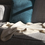 Couverture Petits Coeurs, couleur Naturelle, avec broderie Rouge Grenat